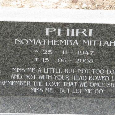 PHIRI Nomathemba Mittah 1947-2008