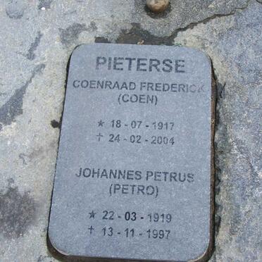 PIETERSE Coenraad Frederick 1917-2004 &amp; Johannes Petrus 1919-1997