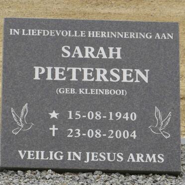 PIETERSEN Sarah nee KLEINBOOI 1940-2004