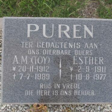PUREN A.M. 1912-1989 & Esther 1911-1977