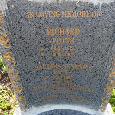 POTTS Richard 1925-2007 & Paulina Susanna 1926-2012