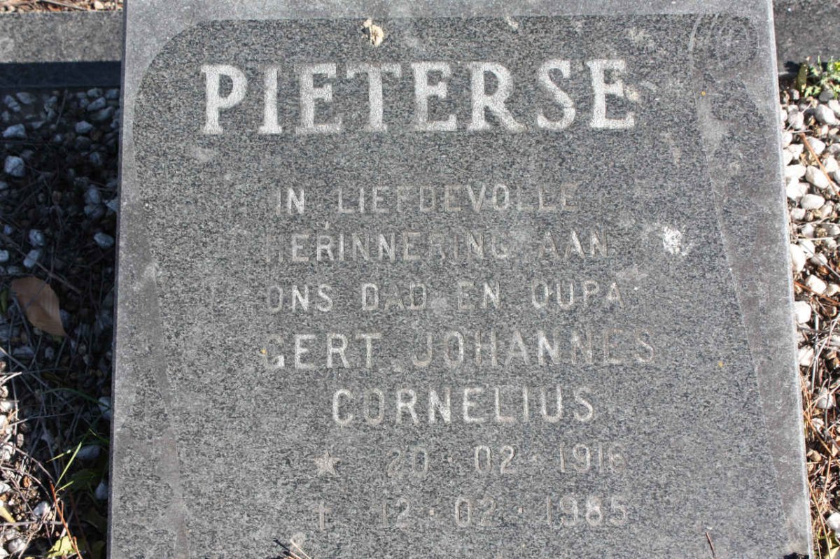 PIETERSE Gert Johannes Cornelius 1916-1985