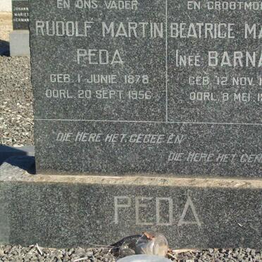 PEDA Rudolf Martin 1878-1956 &amp; Beatrice Maria BARNARD 1903-1985