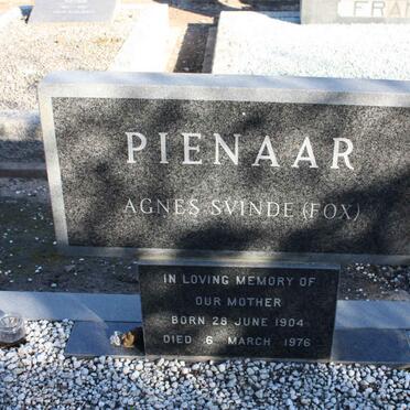 PIENAAR Agnes Svinde nee FOX 1904-1976