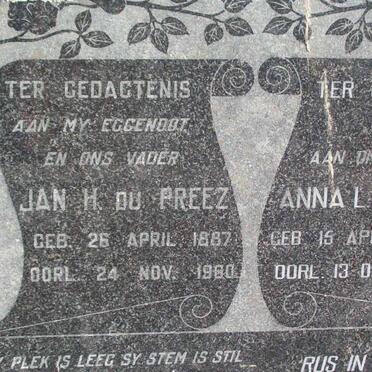 PREEZ Jan H., du 1887-1960 &amp; Anna L. 1893-1976