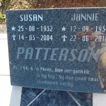 PATTERSON Jannie 1934-2018 & Susan 1932-2004