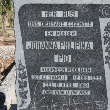 PIO Johanna Philipina voorheen MOOLMAN nee DE SWART 1899-1963
