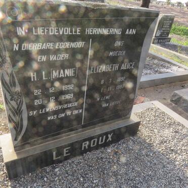 ROUX H.L., le 1892-1969 &amp; Elizabeth Alice 1892-1987