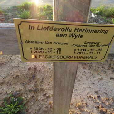 ROOYEN Abraham, van 1936-2020 & Susanna Johanna 1939-2017