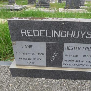 REDELINGHUYS Fanie 1909-1968 &amp; Hester Louisa 1900-1986