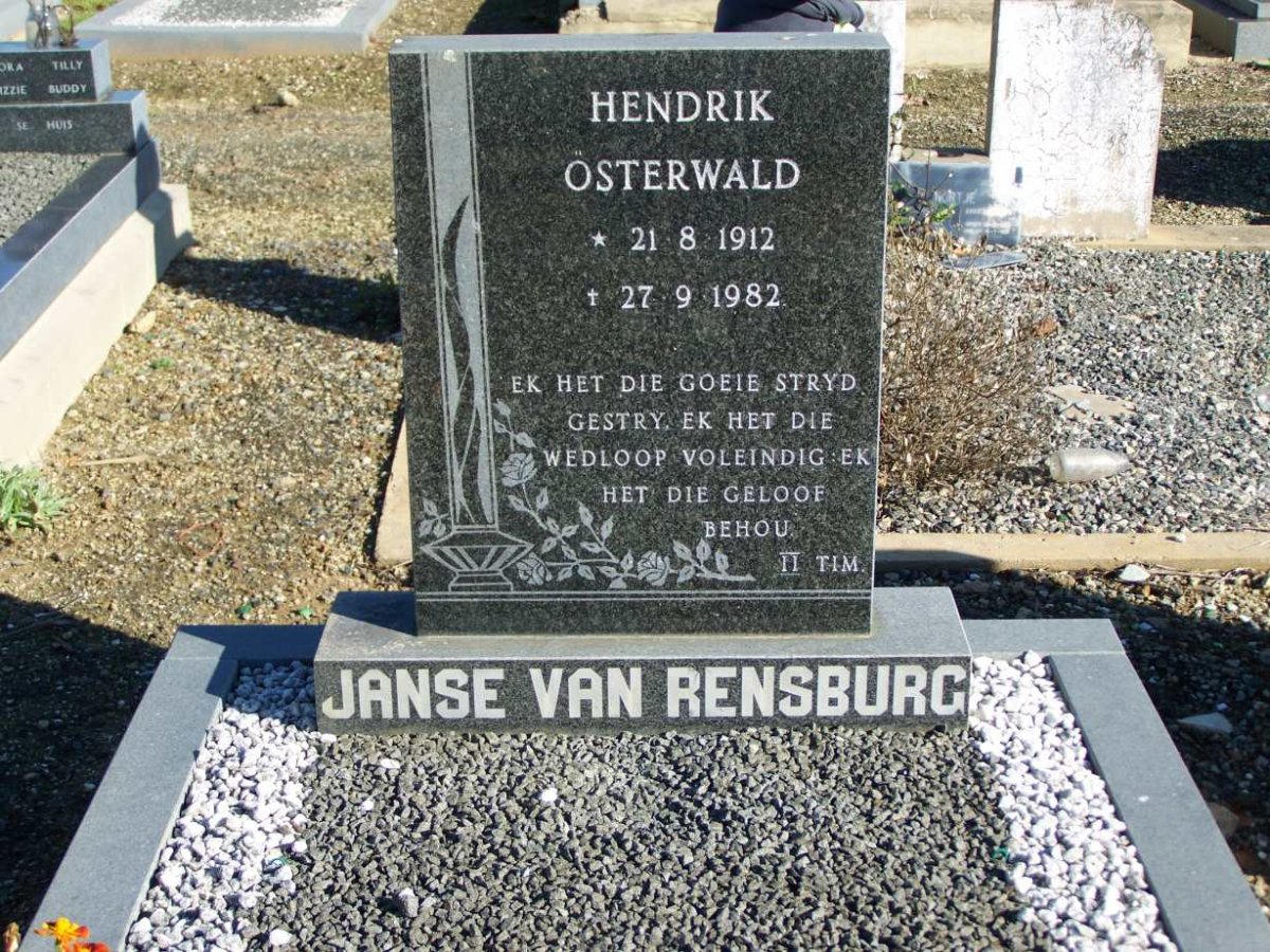 RENSBURG Hendrik Österwald, Janse Van 1912-1982