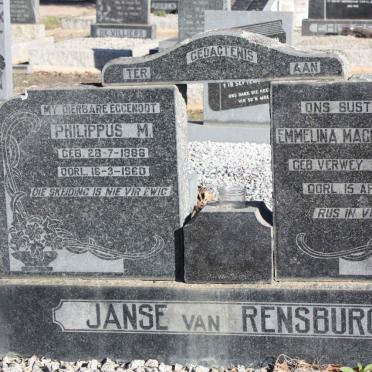 RENSBURG Philippus M., Janse van 1888-1960 &amp; Emmelina Magdalena VERWEY 1895-1963