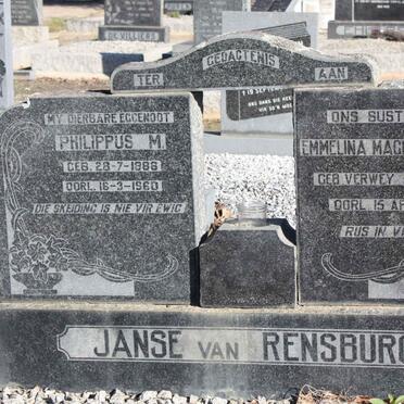RENSBURG Philippus M., Janse van 1888-1960 &amp; Emmelina Magdalena VERWEY 1895-1963