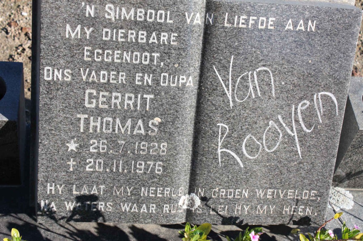 ROOYEN Gerrit Thomas, van 1928-1976