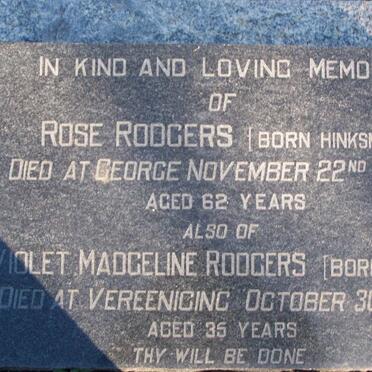 RODGERS Violet Madgeline nee LUYT -1918 :: RODGERS Rose nee HINKSMAN -1965