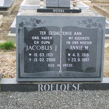 ROELOFSE Jacobus J. 1921-2006 &amp; Annie M. 1916-1987