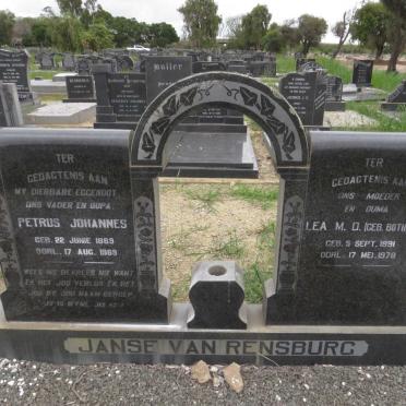 RENSBURG Petrus Johannes, Janse van 1889-1969 &amp; Lea M.D. BOTHA 1891-1978