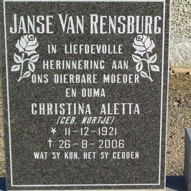 RENSBURG Christina Aletta, Janse van nee NORTJE 1921-2006