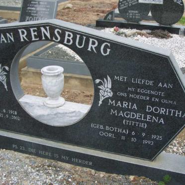 RENSBURG Dawid Cornelius, van 1918-2002 &amp; Maria Doritha Magdelena BOTHA 1925-1993