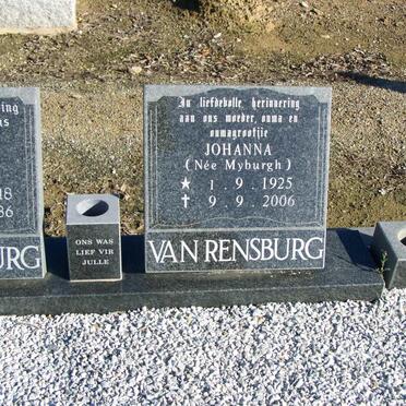 RENSBURG Frederick Cornelius, van 1918-1986 &amp; Johanna MYBURGH 1925-2006