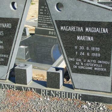 RENSBURG Johannes Raynard Stefanus, Janse Van 1894-1986 &amp; Magaretha Magdalena Martina 1899-1988