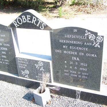 ROBERTS Samuel John 1916-1982 &amp; Ina 1922-1990