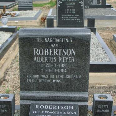 ROBERTSON Albertus Meyer 1921-1994 &amp; Irene Aletta OOSTHUIZEN 1920-2009