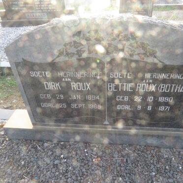 ROUX Dirk 1894-1969 &amp; Bettie BOTHA 1890-1971