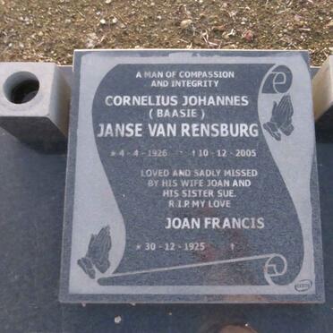 RENSBURG Cornelius Johannes, Janse van 1926-2005 & Joan Francis 1925-