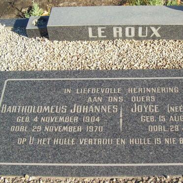 ROUX Barthomomeus Johannes, le 1904-1970 &amp; Joyce MALHERBE 1907-1974