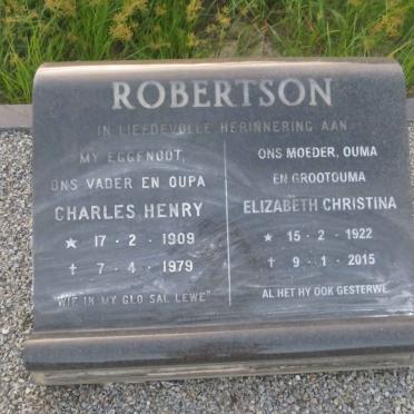 ROBERTSON Charles Henry 1909-1979 & Elizabeth Christina 1922-2015