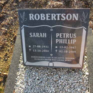 ROBERTSON Sarah 1931-2004 :: ROBERTSON Petrus Phillip 1967-2009 