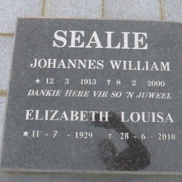 SEALIE Johannes William 1913-2000 &amp; Elizabeth Louisa 1929-2010