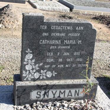SNYMAN Catharina Maria M. nee STANDER 1870-1961