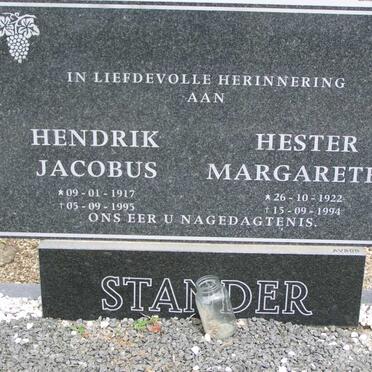 STANDER Hendrik Jacobus 1917-1995 &amp; Hester Margaretha 1922-1994