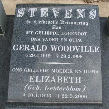 STEVENS Gerald Woodville 1919-1998 &amp; Elizabeth GELDERBLOM 1923-2006