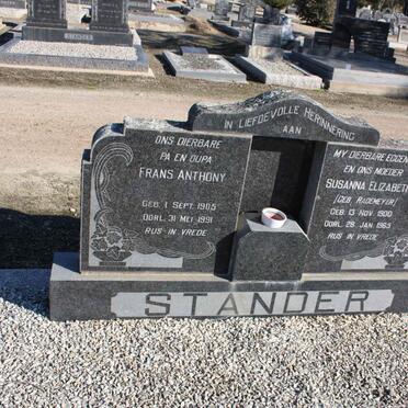 STANDER Frans Anthony 1905-1991 &amp; Susanna Elizabeth RADEMEYER 1900-1965