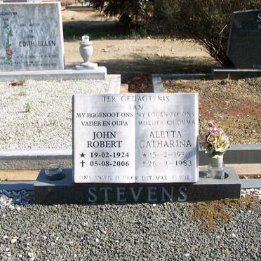 STEVENS John Robert 1924-2006 &amp; Aletta Catharina 1930-1983