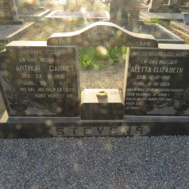 STEVENS Arthur Garnet 1912-1971 &amp; Aletta Elizabeth 1910-1969