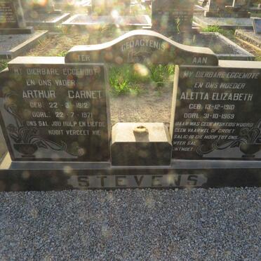 STEVENS Arthur Garnet 1912-1971 &amp; Aletta Elizabeth 1910-1969