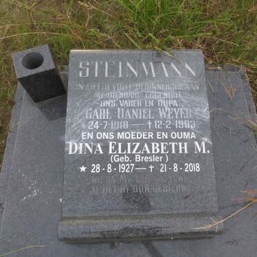 STEINMANN Carl Daniel Weyer 1918-1993 &amp; Dina Elizabeth M. BRESLER 1927-2018