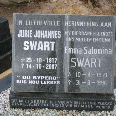 SWART Jurie Johannes 1917-2007 &amp; Emma Salomina 1921-1996