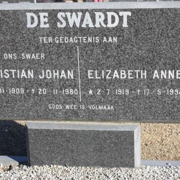 SWARDT Christian Johan, de 1909-1980 &amp; Elizabeth Anne 1919-1994