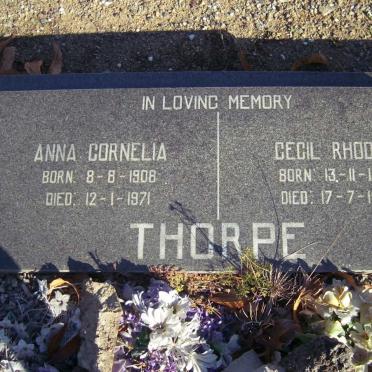THORPE Cecil Rhodes 1900-1972 &amp; Anna Cornelia 1908-1971