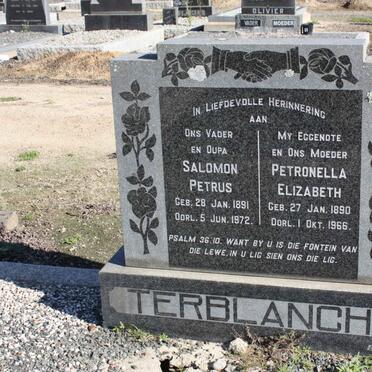 TERBLANCHE Salomon Petrus 1891-1972 &amp; Petronella Elizabeth 1890-1966