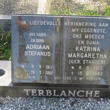 TERBLANCHE Adriaan Stefanus 1917-2002 & Katrina Margaretha STANDER 1912-1982