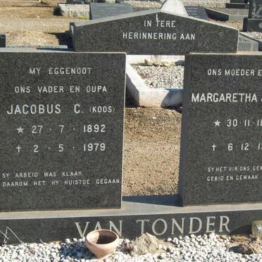 TONDER Jacobus C., van 1892-1979 &amp; Margaretha J. 1896-1981