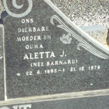 TOIT  Aletta J., du nee  BARNARD 1895-1978