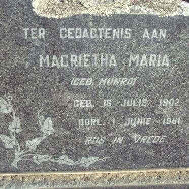 VILLIERS Magrietha Maria, de nee MUNRO 1902-1961