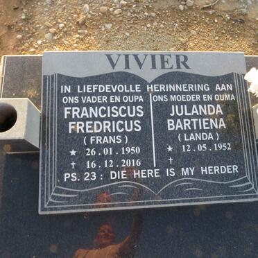 VIVIER Franciscus Fredericus 1950-2016 & Julanda Bartiena 1952-
